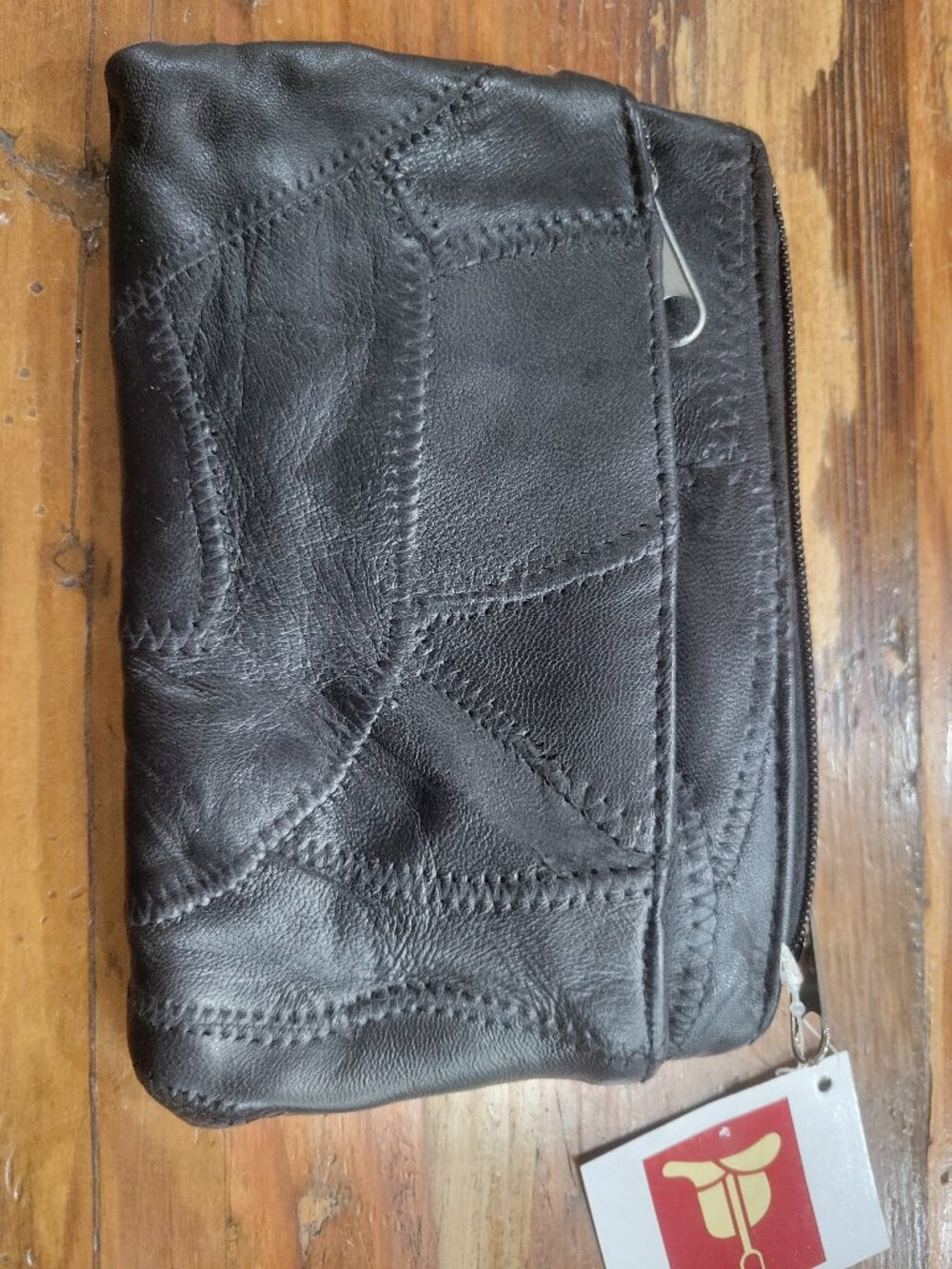 English Leather Small Black Clutch Wallet Purse Zipper Snap Flap Soft New w/Tags